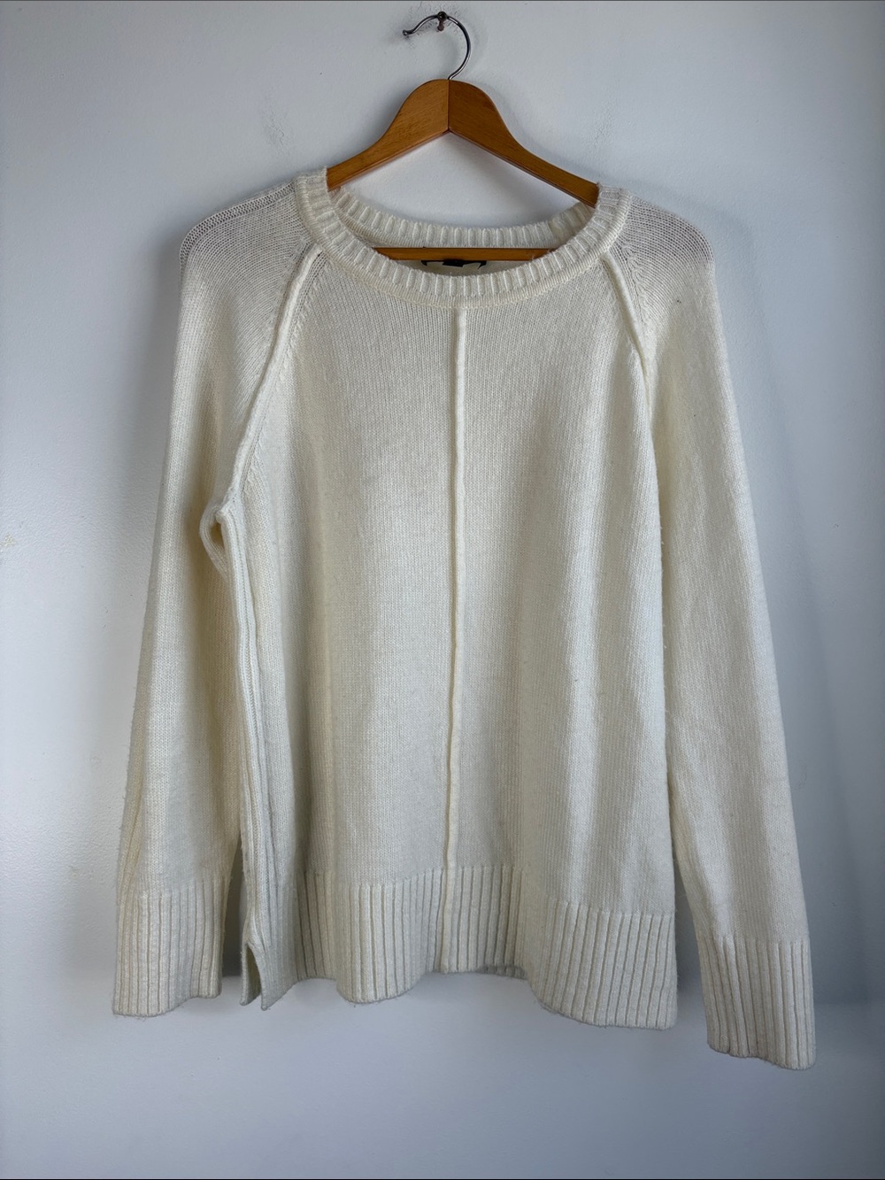 Ann Taylor Wool Blend Cream Crewneck Sweater